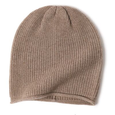 Cashmere Fine Rib Beanie Courmayeur Camel