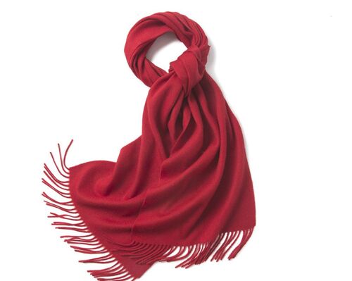 Woven Lambswool Scarf Red