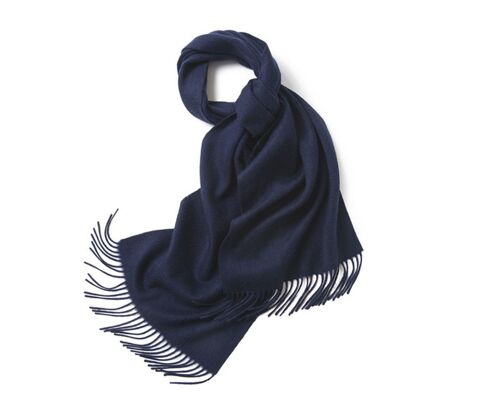 Woven Lambswool Scarf Navy