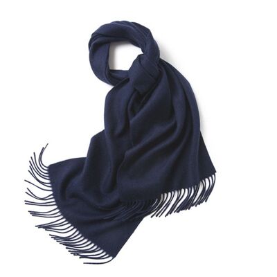 Woven Lambswool Scarf Navy