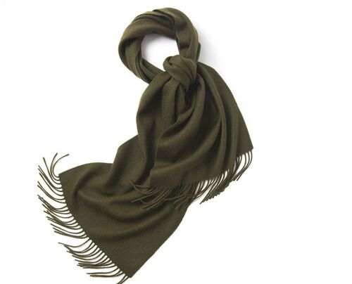 Woven Lambswool Scarf Olive Green