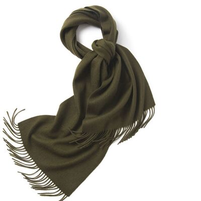Woven Lambswool Scarf Olive Green