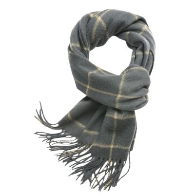 Check Lambswool Scarf Woven Grey Camel