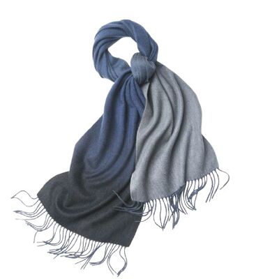 Schal aus Lammwolle Degradé gewebt Marineblau