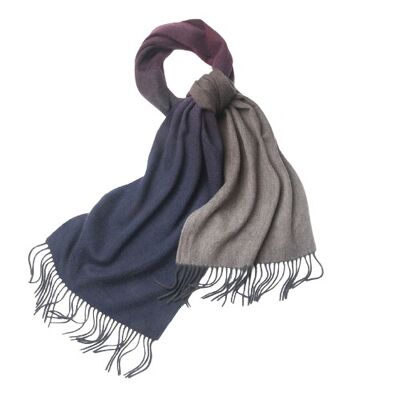 Sciarpa Degradé Lambswool Tessuto Navy Rosso Grigio