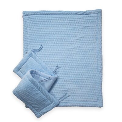 Marshmallow Cot / Cot Bed Edredón y juego de ropa de cama parachoques - Azul