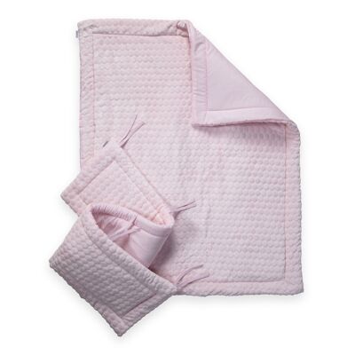 Marshmallow Lettino/lettino trapuntato e set biancheria da letto paraurti - rosa
