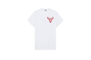 T-Shirt Blanc - Cerf Brodé Rouge 2
