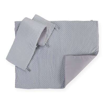 Dimple Cot/Cot Bed Quilt & Bumper Bedding Set - Grey
