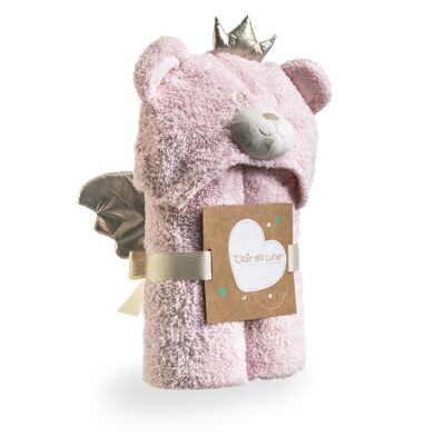 Couverture à capuche Little Bear en rose