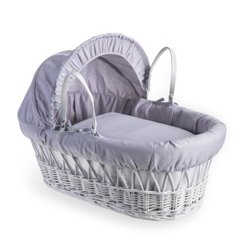 Cotton Dream White Wicker Moses Basket - Grey