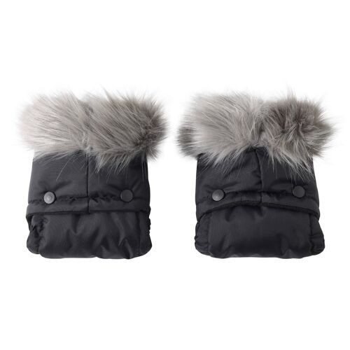 Universal Pushchair/Pram Faux Fur Mittens - Grey