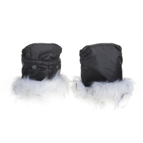 Universal Pushchair/Pram Faux Fur Mittens - Snow Fox