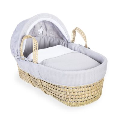 Silver Lining Palm Moses Basket - Grey