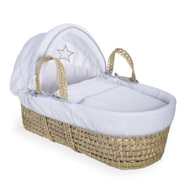 Silver Lining Palm Moses Basket - White