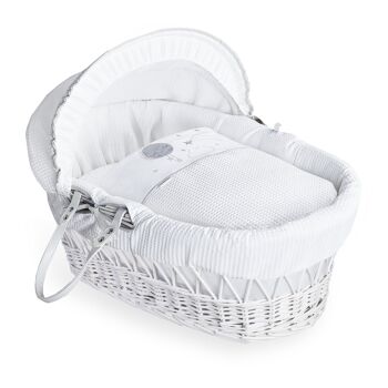 Panier Moïse en Osier Blanc Over The Moon - Gris 5