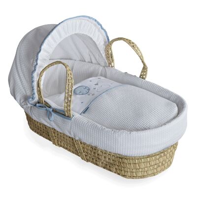 Over The Moon Palm Moses Basket - Blue