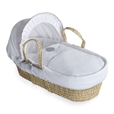 Over The Moon Palm Moses Basket - Grey