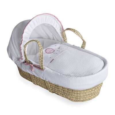 Over The Moon Palm Moses Basket - Pink