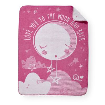 Over the Moon Fleece Blanket - Pink