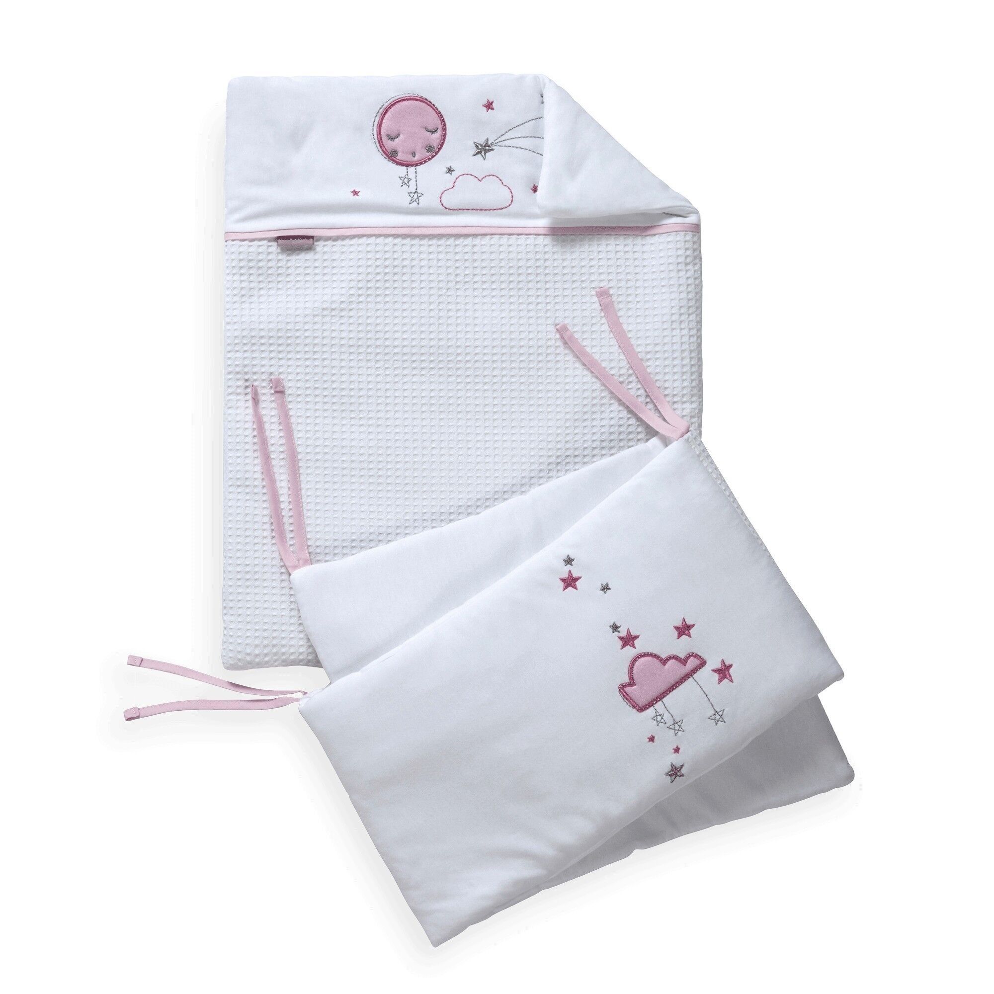 Buy wholesale Over The Moon Cot/Cot Bed Quilt & Bumper Bedding Set Pink