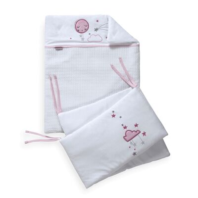 Over The Moon  Cot/Cot Bed Quilt & Bumper Bedding Set - Pink