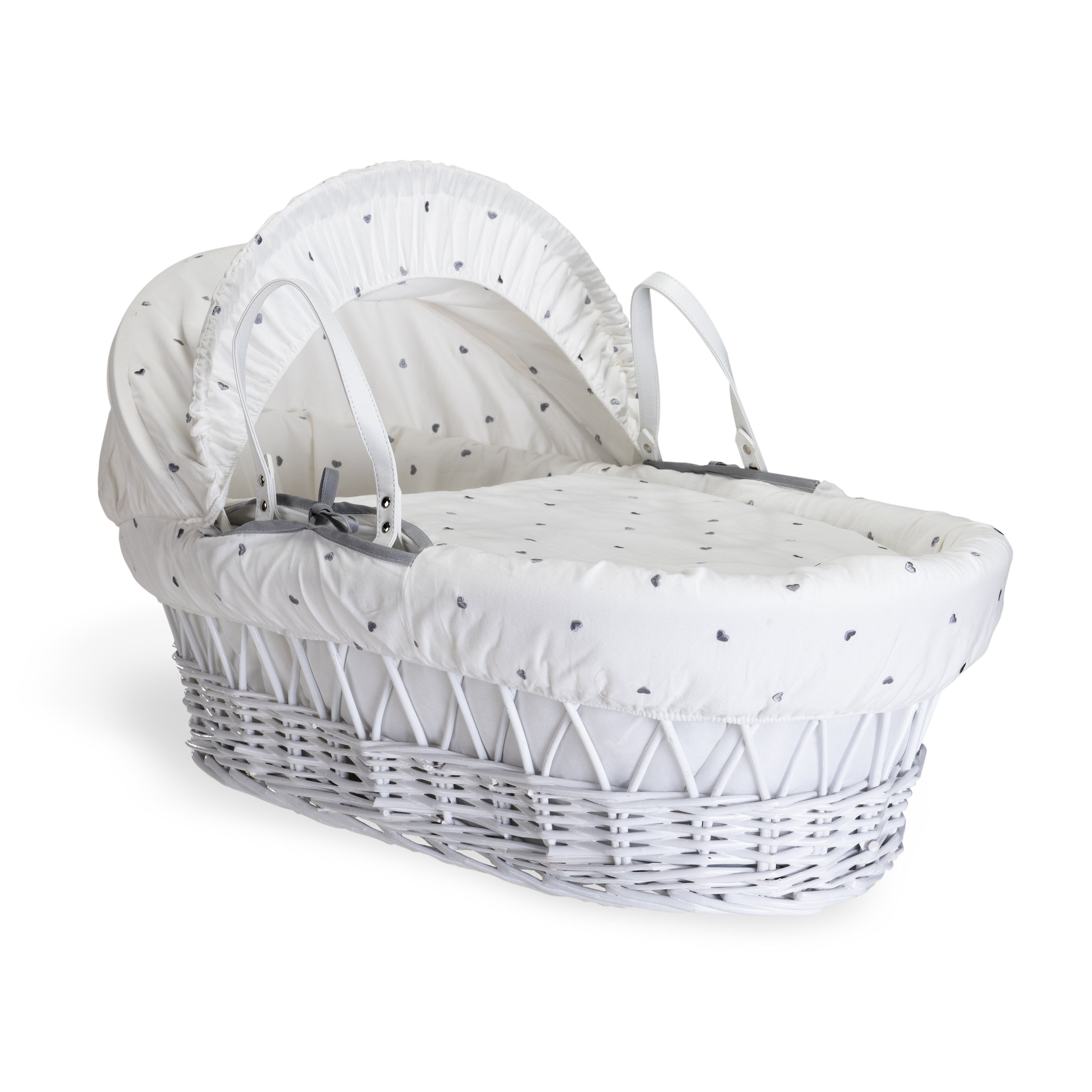 Buy wholesale Lullaby Hearts White Wicker Moses Basket