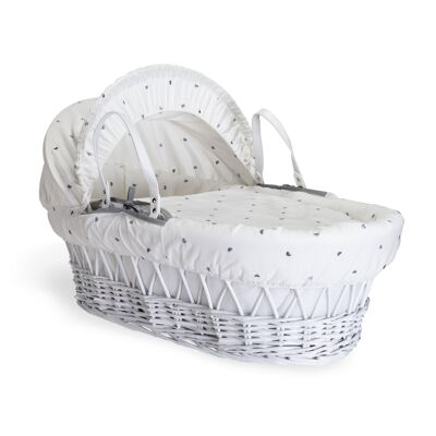Lullaby Hearts White Wicker Moses Basket
