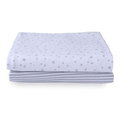 2er Pack Stars & Stripes Universal Spannbettlaken für das Bett für das Bett - 50 x 90 cm