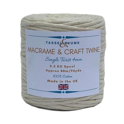 Macrame Cord Rope Twine | Single Twist 4mm x 88m