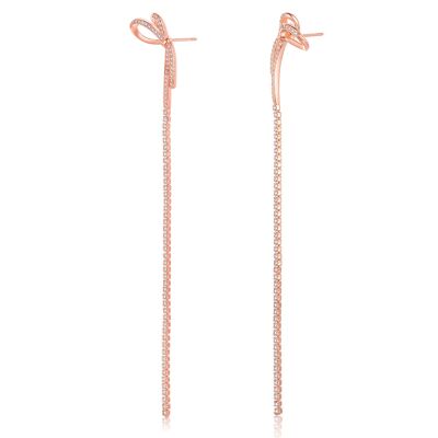 Bow-knot Long Earrings Sterling Silver Rose Gold 1
