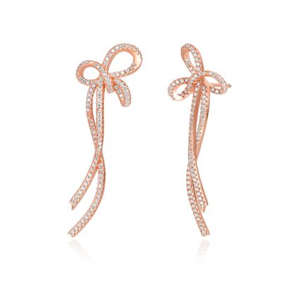 Bow-knot Long Earrings Sterling Silver Rose Gold