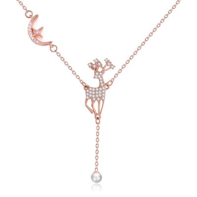 Deer necklace rosegold
