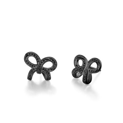 Bow-knot Stud Earrings Sterling Silver Black