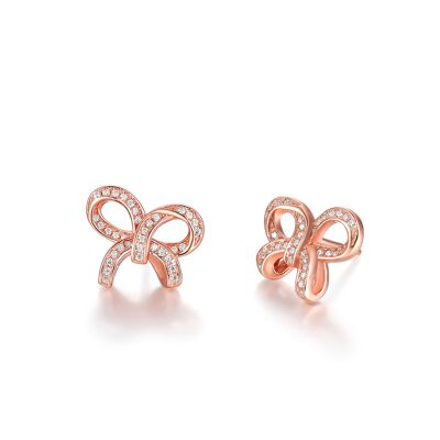 Bow-knot Stud Earrings Sterling Silver Rose Gold