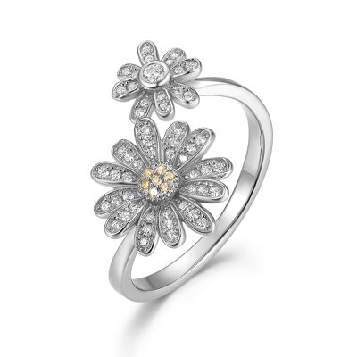 Sterling Silver Daisy Adjustable Ring