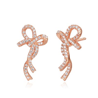 Bow-knot Medium Earrings Sterling Silver Rose Gold