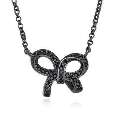 Bow-knot Necklace Sterling Silver Black