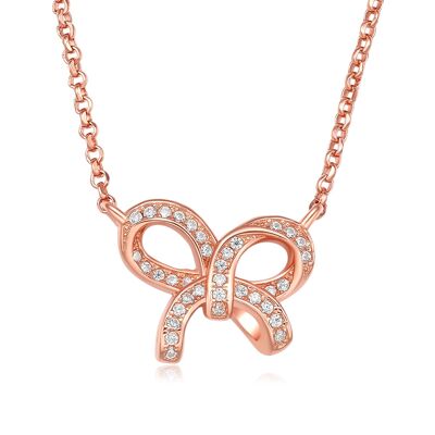 Bow-knot Necklace Sterling Silver Rose Gold