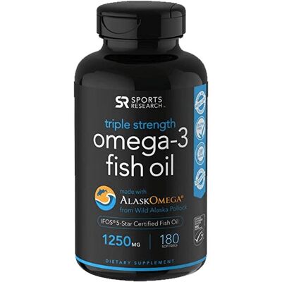 Aceite de pescado Omega-3 AlaskaOmega 1250 mg (180 cápsulas blandas)