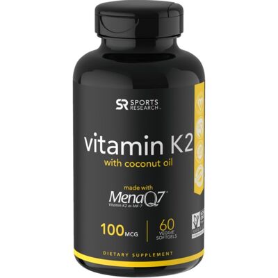 Vitamin K2 als MK-7 Mena Q7 100mcg 60 Veggie Softgels