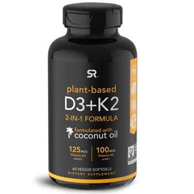 Vitamina D3 + K2 60 cápsulas blandas vegetarianas