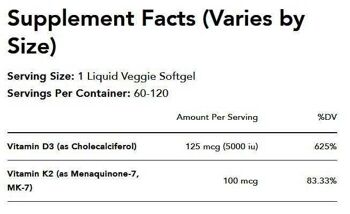 Vitamine D3 + K2 60 gélules végétales 4
