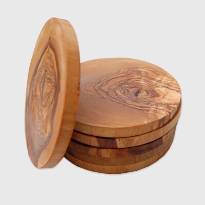 Coaster ROUND (approx. Ø 12 cm) made of olive wood