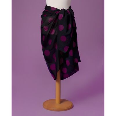 Sarong Pareo Dark Grey With Purple Dots Printed All Over