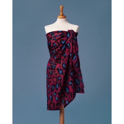 Sarong Pareo Leopard Print Red And Blue Color