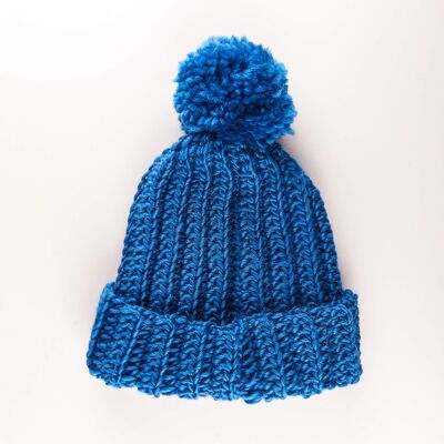 Kit uncinetto per cappelli con pompon - Blu