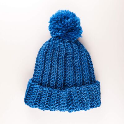Kit Crochet Bonnet à Pompon - Bleu