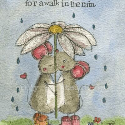 A walk in the rain - Greeting Card