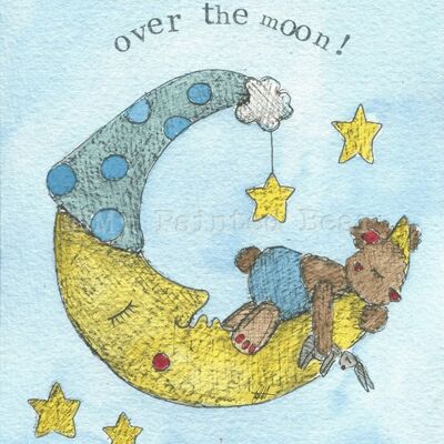 Over the moon (Boy)  - Greeting Card
